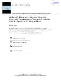 Oi, sou wilian bonner e essa é minha primeira edição tem plays antigas e recentes ai, espero que tenham gostado. Pdf On Behalf Of Hermaphrodites And Mongrels Refocusing The Reception Of Magnus Hirschfeld S Critical Thought On Sexuality And Race