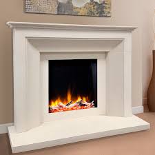 Bring the beauty and warmth of a fireplace to your living space with this stunning flat black wall mounted electric fireplace. Fairways Fireplaces Floorstanding Electric Suites