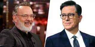 Tom hanks being featured in an ad for foggy pine books on the the late show with stephen colbert. How An Endorsement From Tom Hanks And Stephen Colbert Saved A Small Bookstore