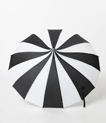 Black And White Striped Umbrella With Base Retro Style Black White Stripe Pagoda Umbrella Unique Vintage Vintage Umbrella Pagoda Umbrella Retro Fashion