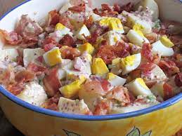 Classic potato salad (with bacon and egg) is a sumptuous side dish, perfect for parties, barbecues or weekend gatherings. Bacon And Egg Potato Salad My Favourite Pastime