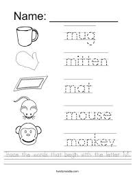 Trace The Words That Begin With The Letter M Worksheet Letter M Worksheets Preschool Worksheets Kindergarten Worksheets