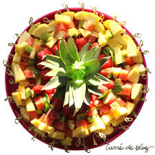 Coupez les kiwis en gros morceaux (pas trop fins sinon ils ne vont pas tenir sur la pique en bois) piquez les fruits sur de jolis pics en bois, puis plantez les dans l'ananas Brochettes De Fruits Frais