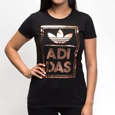 Black And Gold Shirt Women S Womens Adidas Trefoil Logo Tee Black Rose Gold 43527 Adidas Women Adidas Shoes Women Logo Tees