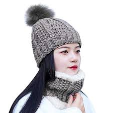 Knit hats by stetson usa! Buy Bandhan Neck Warm Knitted Winter Hat For Women Girl Wool Beanies Skullies Letter B Velvet Hat Mask Bonnet Femme Balaclava Scarf Hat Grey Color At Amazon In