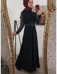 Kolu Simli Kemerli Elbise Siyah Elbise Giyim Victorian Elbiseler