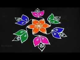 Beautiful Rangoli Design With 7x4 Middle Dots Creative Color Kolam Latest Color Muggulu Youtu Rangoli Designs Small Rangoli Design Rangoli Designs Diwali