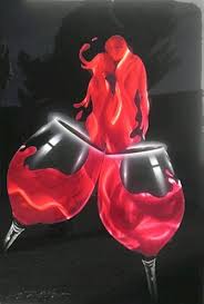 Chris Derubeis Double Amore Painting Wine Art Art Metal Art Techniques