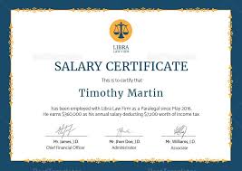 Employee Salary Certificate Template Commercial Printing Certificate Templates Words
