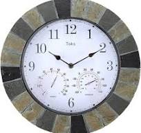 Lily's Home 13 Inch Wall Clock with Thermometer & Hygrometer - Indoor &  Outdoor Hanging Clock with Temperature Humidity Gauge, Slate-Look Design  for ...