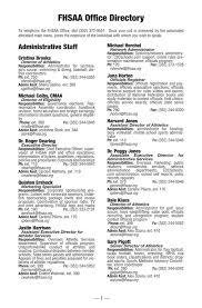 FHSAA Office Directory