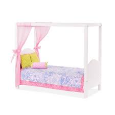 Our Generation Bedroom Accessory For 18 Dolls My Sweet Canopy Bed Pink Blue Floral Target