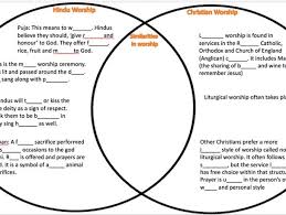 Aqa Religious Studies Hinduism And Christianity Worship Venn Diagram Sheet