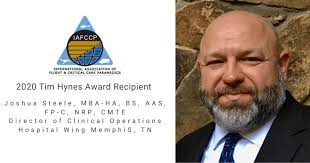 Paramedic Josh Steele receives IAFCCP's 2020 Tim Hynes Award