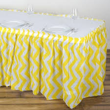 14ft Yellow 10 Mil Thick Chevron Plastic Table Skirts Disposable Table Skirt Spill Proof In 2020 Plastic Tables Table Skirt Stylish Tables