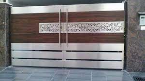 Aluminum, stainless steel, galvanized residential and commercial gates. Hinged Silver Stainless Steel Gate For Residential Material Grade 304 Rs 1200 Square Feet Id 21053 Steel Gate Design Iron Gate Design Steel Door Design