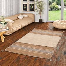 Runder teppich aus weißer baumwolle und jute d cm leigh. Natur Teppich Kelim Navarro Beige Braun