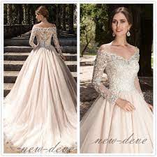 Vintage Lace Wedding Dresses Long Sleeve Off Shoulder Duchess V Neck Bridal Gown Lace Wedding Dress Vintage Long Sleeve Wedding Dress Lace Wedding Dresses Lace