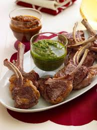 Baby Lamb Chops Appetizer With Red And Green Sauces Tara Teaspoon