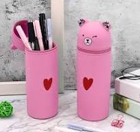ZBHDEYG 1 astuccio a forma di orso, 100 pagine di note adesive, astuccio in  morbido silicone, grazioso portapenne per cartoni animati, contenitore ...