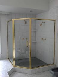 This shower slider features a deluxe euro style header and polished glass edges that add a touch of architectural elegance to your bath. Gold Paragon Neo Angle Shower Door By Coastal Www Coastalind Com Clear Glass And White Marble Dusakabi N