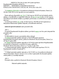 Parlamentul parlamentul româniei adopt ă prezenta lege. Ordin Nr M64 2013