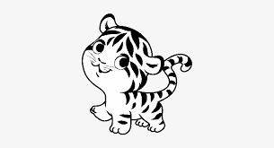 Out of the entire population of tigers in the wild, only about 3% are left, and 97% were completely wiped out in a period of just 100 years :' (. Baby Tiger Coloring Page Tiger Cartoon Black And White 600x470 Png Download Pngkit
