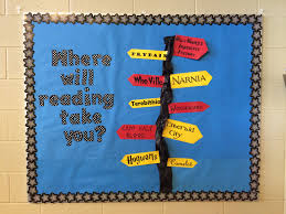 Where Will Reading Take You Elementary Library Bulletin Board Directional Sign Library Bulletin Board Library Bulletin Boards Bulletin Boards