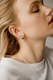 Daisy Charm Hoops, Sterling Silver