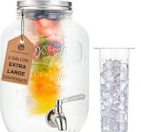 Amazon.com | Large 2-Gallon Glass Beverage Dispenser with Ice & Fruit  Infusers, Stainless Steel Spigot, Wide Mouth Mason Jar for Lemonade,  Kombucha, ...