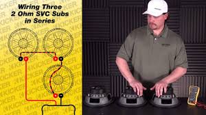 Wire the 2 single 4's in parallel down to 2 ohm, then wire the dvc 4 in parallel down to 2 ohms, and then wire both together in parallel down to 1 ohm. Subwoofer Wiring Three 2 Ohm Svc Subs In Series Vs Parallel Youtube