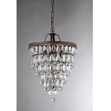 Warehouse Of Tiffany Martinee Crystal Inverted Pyramid 4 Light Antique Bronze Chandelier With Shade Rl8076 The Home Depot