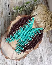 Turquoise Brown Gold Seed Beads Long Earrings Etsy Etsy Earrings Brick Stitch Earrings Seed Bead Jewelry