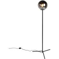Art Deco Stehleuchte Schwarz Mit Rauchglas Pallon Art Deco E27 Innenbeleuchtung Qazqaqazqa Innenbeleuchtung Rauchglas Stehlampe Dimmbar