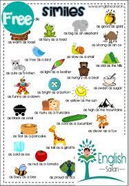 Free Similes List Www Englishsafari In In 2020 Similes List English Grammar For Kids Similes And Metaphors