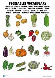 free vegetable vocabulary worksheets esl vault