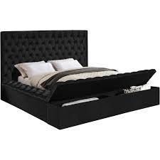 Geralyn Upholstered Storage Platform Bed Upholstered Platform Bed Meridian Furniture Black Velvet Bed