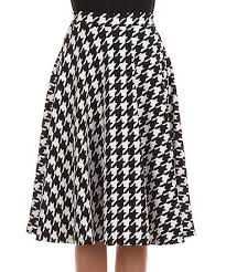 Black And White Houndstooth Skirt Black White Houndstooth A Line Skirt White Houndstooth Black And White Skirt White Long Skirt