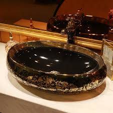 Choosing the right ceramic wash basin for you will make you feel even more at home and will bring out the luxury lover in you. Golden Pattern Handmade China Lavabo Washbasin Bathroom Sink Bowl Countertop Oval Shape Ceramic Wash Basin Black Bathroom Sink Buy Black Decorative Sink Gold Hand Wash Sink Oval Hand Painted Ceramic Bathroom Basin Product
