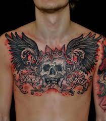 Skull With Crown And Wings Cool Chest Tattoos Chest Tattoos For Women Chest Tattoo