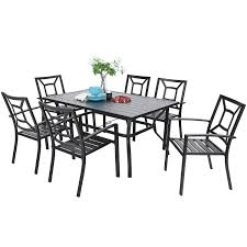 Maybe you would like to learn more about one of these? 6 Person Outdoor Metal Rectangle Dining Table With 2 6 Umbrella Hole 6 Swivel Dining Chairs For Garden Deck Restaurant Phi Villa Patio Dining Set Clearance 7 Piece Dining Sets Patio Lawn Garden Snowrobin Jp