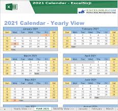 Is there a free excel calendar for 2021? Excelsirji 2021 Excel Calendar