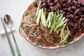 Add starch mixture to wok slowly while stirring; Jjajangmyeon Korean Black Bean Noodles Miss Mina