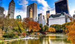 Exterior of central park hotel. Fall Colors In Central Park The Sherry Netherland