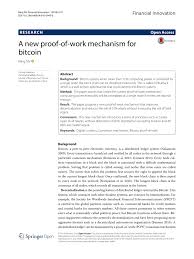 Mining is the work itself. Pdf A New Proof Of Work Mechanism For Bitcoin
