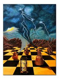 Life Art Chess Game Surreal Painting Time War Surreal Art 120x90cm Original Acrylic Painting On Surrealism Painting Linear Perspective Art Canvas Painting Diy