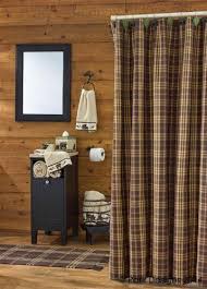 Amazon Com Rustic Retreat Shower Curtain Brown Rust Tan Cream Plaid Country Primitive Cabin Lodge Hom Bear Bathroom Decor Cabin Bathroom Decor Bathroom Decor