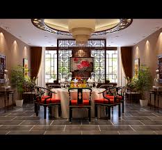 Spacious Modern Chinese Style Dining Room 3d Model Max Oriental Living Room Furniture Oriental Living Room Modern Dining Chairs