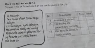 Maybe you would like to learn more about one of these? Read The Text For No 12 14 Choose True Or False Based On The Text By Giving A Tick Brainly Co Id