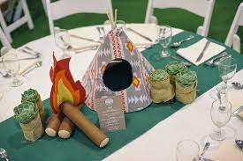 Our natural surroundings set the mood pretty dang well. Mateo S Camping Themed Party 7th Birthday Camping Theme Party Camping Theme Table Decorations